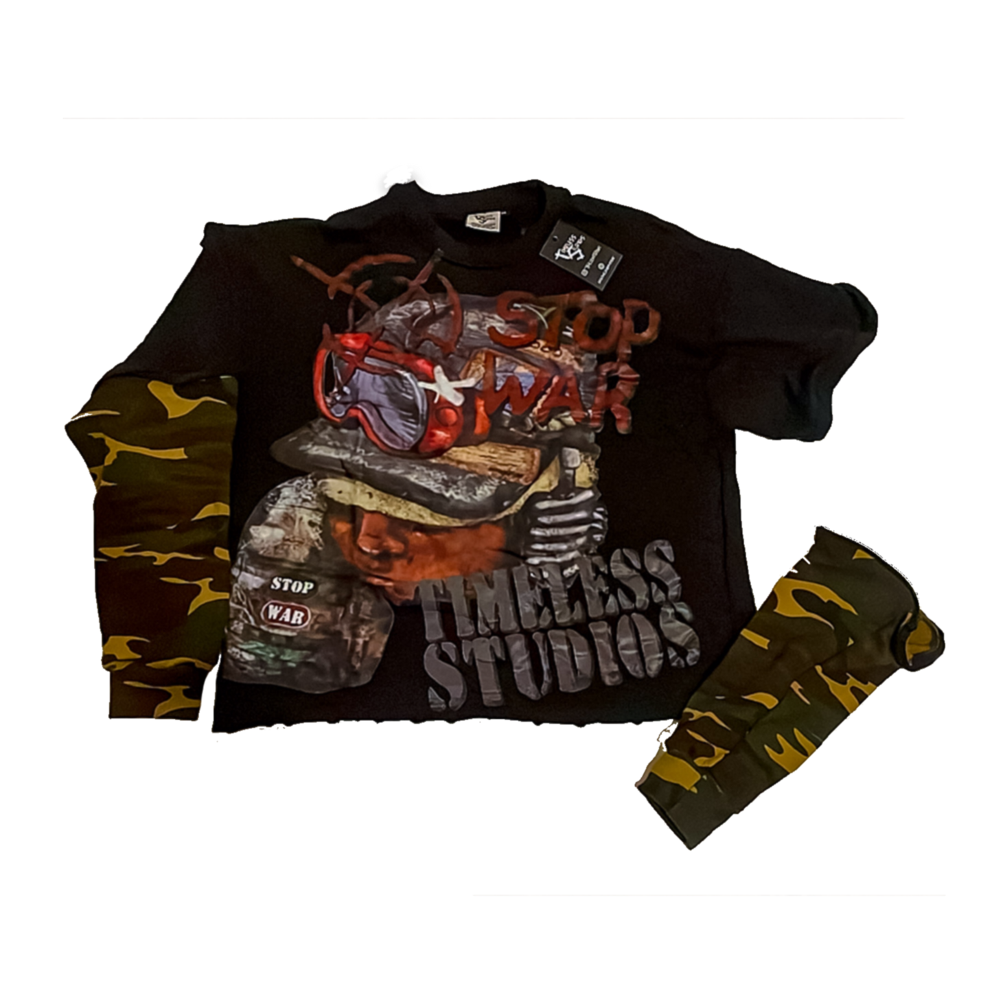 "STOP WAR" DETACHABLE SLEEVE TEE